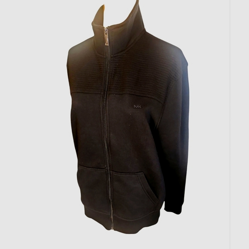 Michael Kors Men's Black Zip-Up Sweater, NWOT, Size: X-LG, MK logo Front Chest